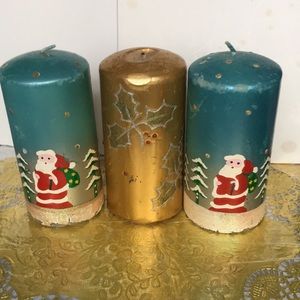 Set of three large Christmas votive candles